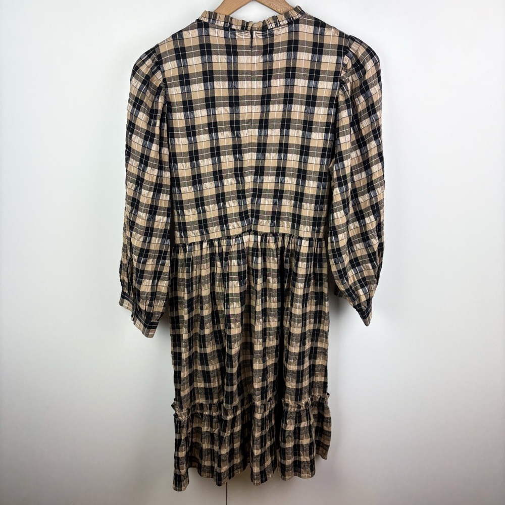 & Other Stories Black and Beige Plaid Midi Dress - Picture 6 of 6